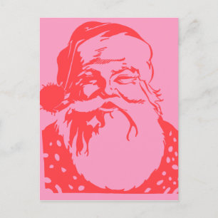 Pop Art Santa Pink Rot Postkarte