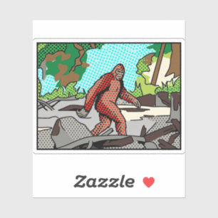 Pop Art Sasquatch Wald Comic-Panel-Grafik Aufkleber