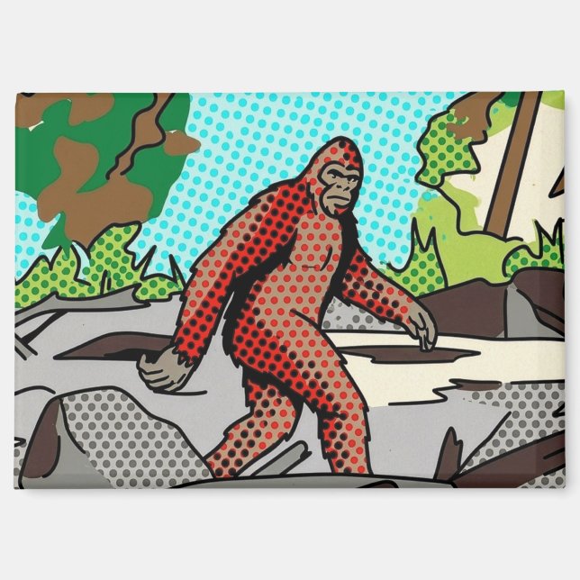 Pop Art Sasquatch Wald Comic Panel Grafik Magnet (Vorderseite)
