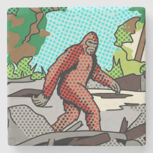 Pop Art Sasquatch Wald Comic Panel Grafik Steinuntersetzer