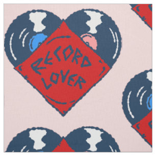 Pop-Art-Schallplatten-Musikliebhaber-vintage-Herz- Stoff