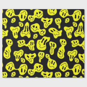 Pop-Art-schmelzende glückliche Gesichter Retro 199 Geschenkpapier