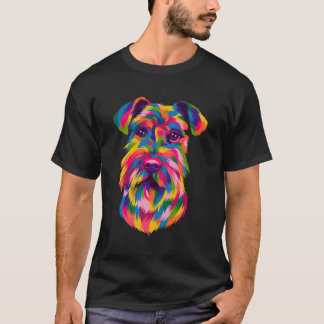 Pop Art Schnauzer Niedliche Pfoten Haustier Gesche T-Shirt