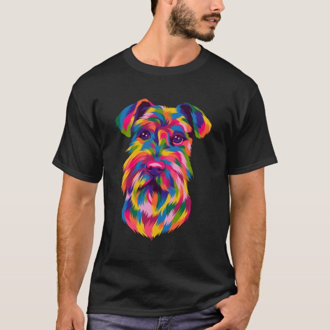 Pop Art Schnauzer Niedliche Pfoten Haustier Gesche T-Shirt (Vorderseite)