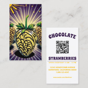 Pop-Art-Schokoladen-Erdbeere mit QR-Code Visitenkarte