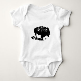 Pop Art Schwarz-weiß Buffalo Bison Silhouette Baby Strampler