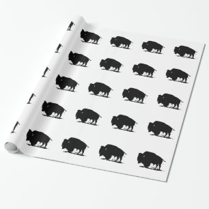 Pop Art Schwarz-weiß Buffalo Bison Silhouette Geschenkpapier