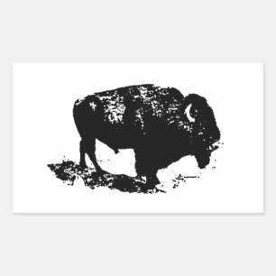 Pop Art Schwarz-weiß Buffalo Bison Silhouette Rechteckiger Aufkleber