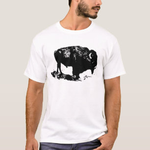 Pop Art Schwarz-weiß Buffalo Bison Silhouette T-Shirt