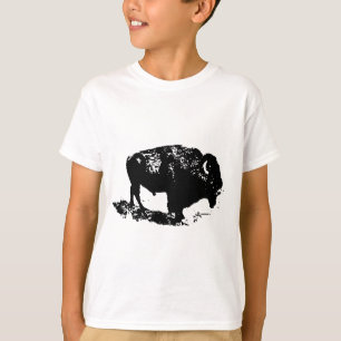 Pop Art Schwarz-weiß Buffalo Bison Silhouette T-Shirt