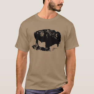 Pop Art Schwarz-weiß Buffalo Bison Silhouette T-Shirt