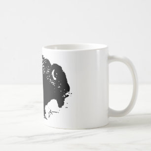 Pop Art Schwarz-weiß Buffalo Bison Silhouette Tasse