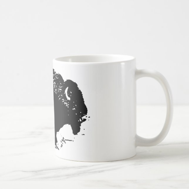 Pop Art Schwarz-weiß Buffalo Bison Silhouette Tasse (Rechts)