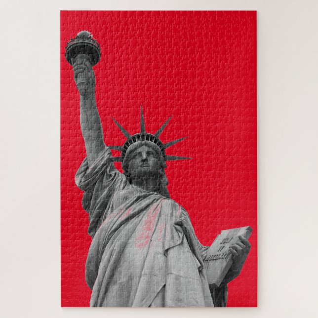 Pop Art Schwarz-weiße Freiheitsstatue Puzzle (Vertikal)