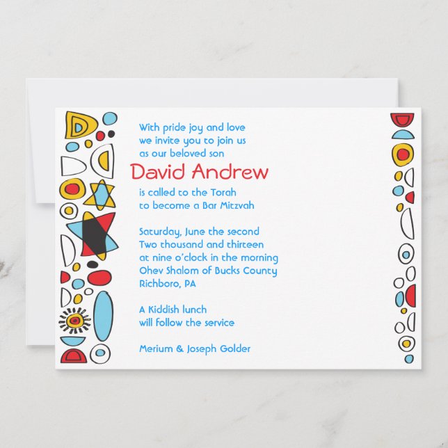 POP ART SCRIBBLY Bar Mitzvah Einladung (Vorderseite)