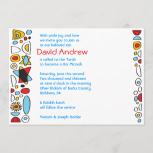 POP ART SCRIBBLY Bar Mitzvah Einladung