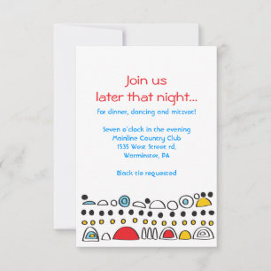 POP ART SCRIBBLY Bat Mitzvah Party Card Einladung