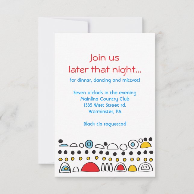 POP ART SCRIBBLY Bat Mitzvah Party Card Einladung (Vorderseite)