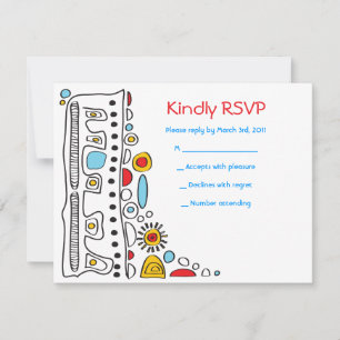 POP ART SCRIBBLY Bat Mitzvah Reply Card RSVP Karte