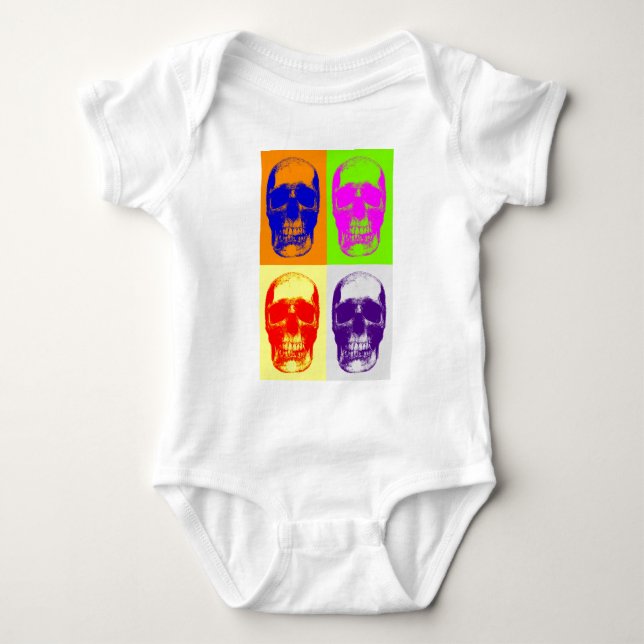 Pop Art Skull Baby Strampler (Vorderseite)