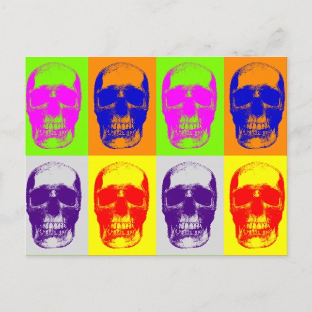 Pop Art Skull Postkarte (Vorderseite)