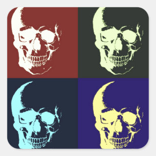 Pop Art Skull Quadratischer Aufkleber