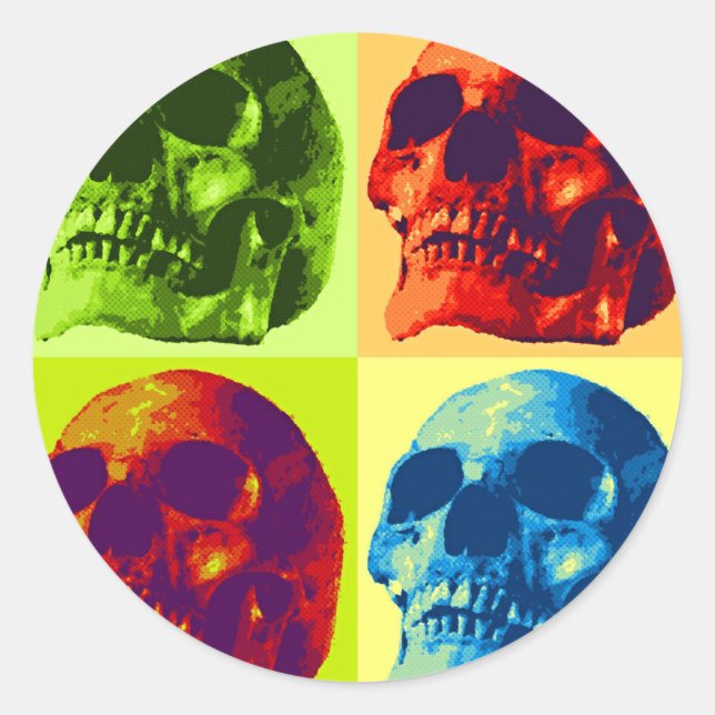 Pop Art Skull Runder Aufkleber (Vorderseite)