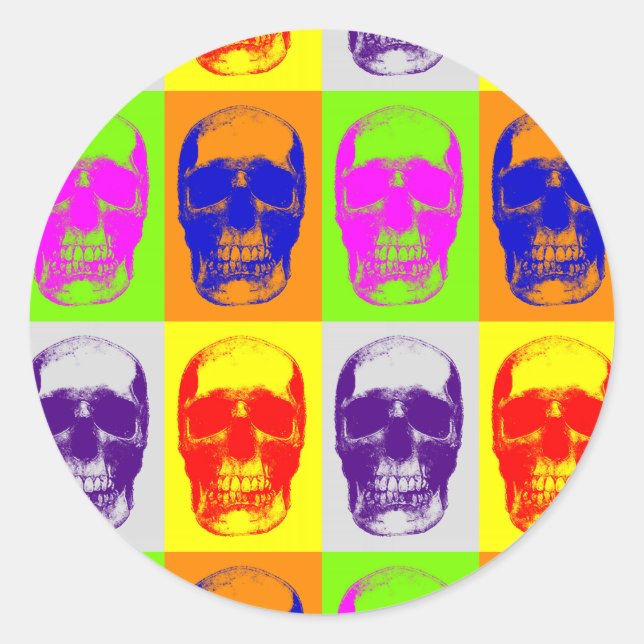 Pop Art Skull Runder Aufkleber (Vorderseite)