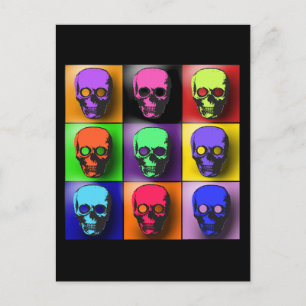 Pop Art Skulls Halloween Design Postkarte