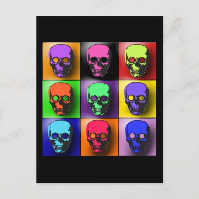 Pop Art Skulls Halloween Design Postkarte (Vorderseite)