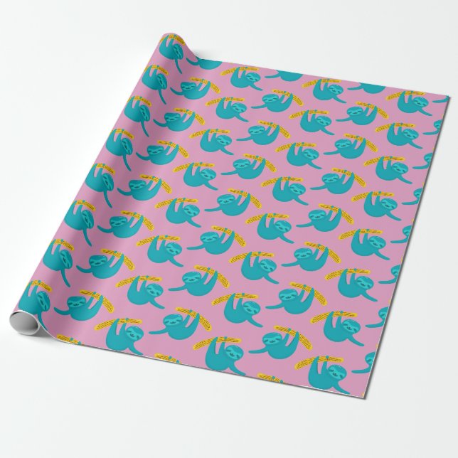 Pop Art Sloth Muster Geschenkpapier (Ungerollt)
