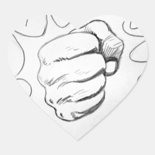 Pop Art Smash Punch Stift Sketch Herz-Aufkleber (Vorderseite)