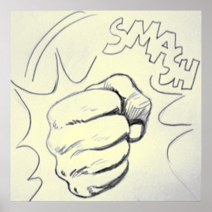 Pop Art Smash Punch Stift Sketch Poster