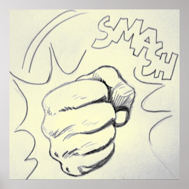 Pop Art Smash Punch Stift Sketch Poster (Vorne)
