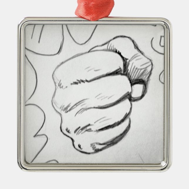 Pop Art Smash Punch Stift Sketch Silbernes Ornament (Vorne)