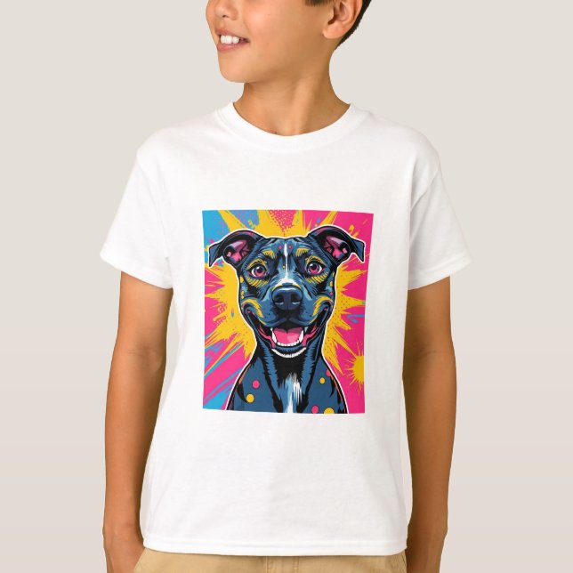 Pop Art Smile - Der Power eines glücklichen Hundes T-Shirt (Vorderseite)