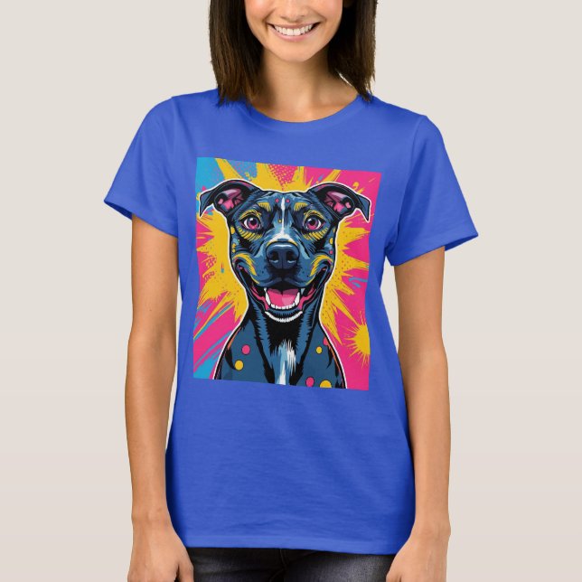 Pop Art Smile - Der Power eines glücklichen Hundes T-Shirt (Vorderseite)