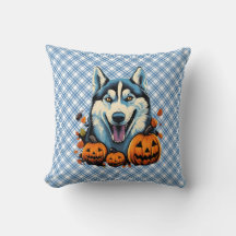 Pop Art Smilling Husky Hund mit Pumpkins Halloween