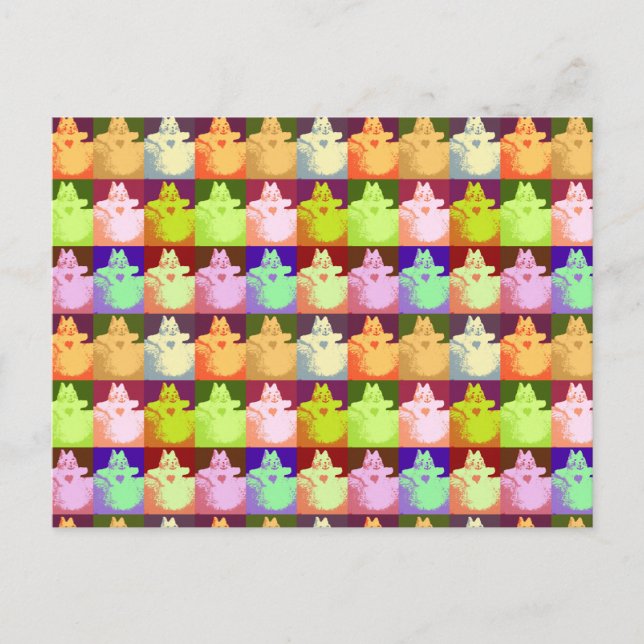 Pop Art Snow Kitty Postkarte (Vorderseite)