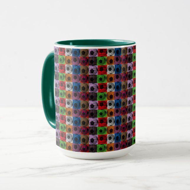 Pop Art Soccer Ball Pattern, Tasse (Vorderseite Links)