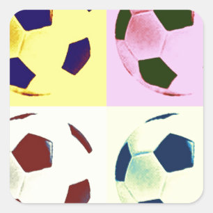 Pop Art Soccer Balls Quadratischer Aufkleber