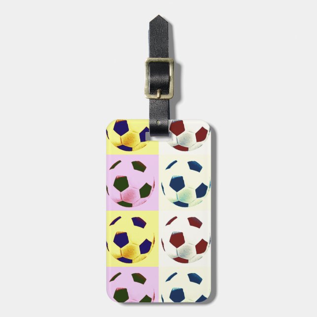 Pop Art Soccer Balls Reiseetag Tag Gepäckanhänger (Vorderseite vertikal)