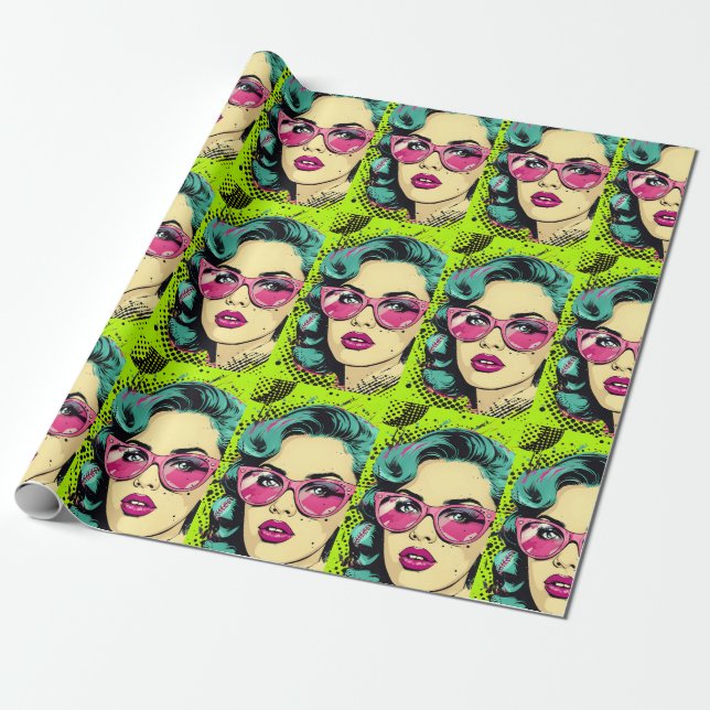 Pop Art Softball Wrapping Paper Geschenkpapier (Ungerollt)