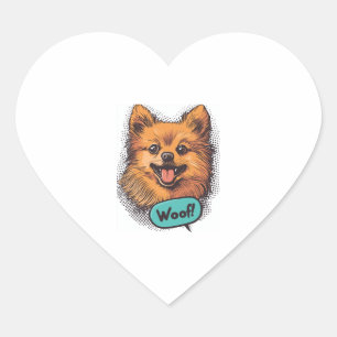 Pop Art Spitz � Retro Comic Dog Herz-Aufkleber