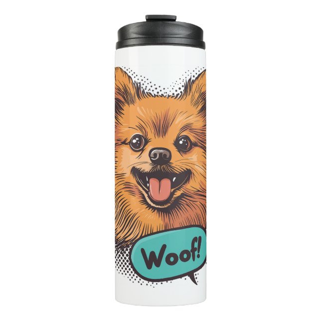 Pop Art Spitz - Retro Comic Dog Thermosbecher (Vorderseite)