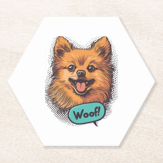 Pop Art Spitz � Retro Comic Dog Untersetzer (Vorderseite)