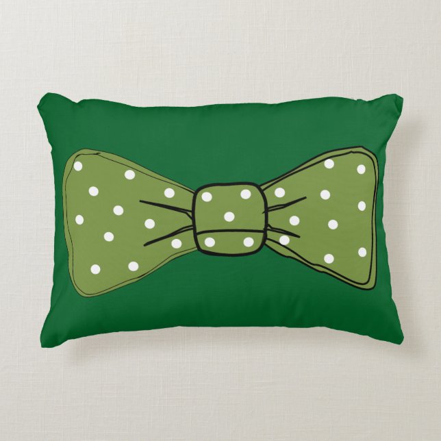 Pop Art Spotty Green Bow Krawatte Dekokissen (Vorderseite)