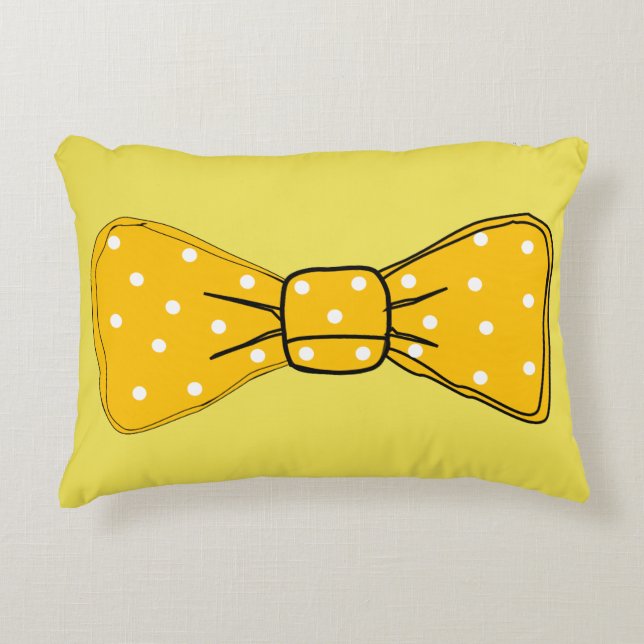 Pop Art Spotty Yellow Bow Krawatte Dekokissen (Vorderseite)