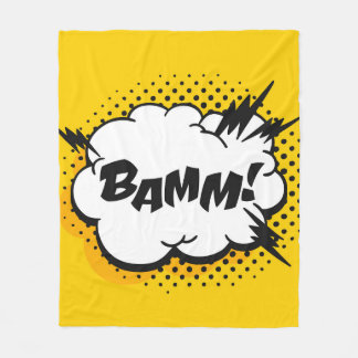Pop-Art-Sprechblase zeichnend mit Text. Cartoon Fleecedecke