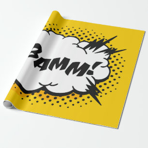Pop-Art-Sprechblase zeichnend mit Text. Cartoon Geschenkpapier